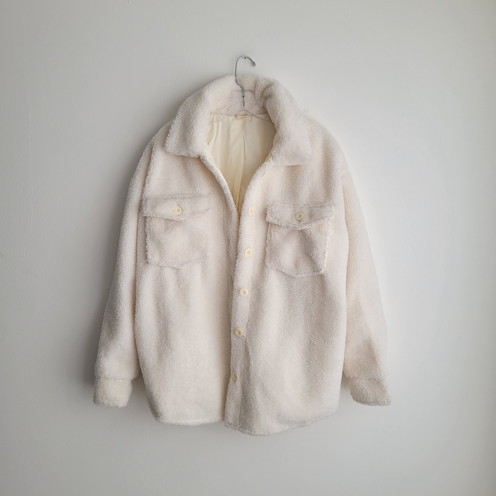 NWOT GOODTHREADS Cream Teddy Sherpa-Lined Jacket